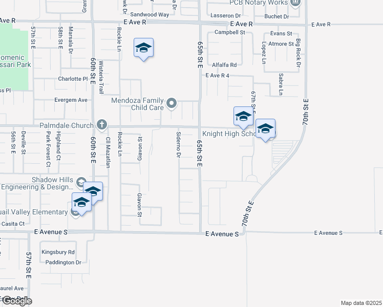 map of restaurants, bars, coffee shops, grocery stores, and more near 6349 Catania Court in Palmdale