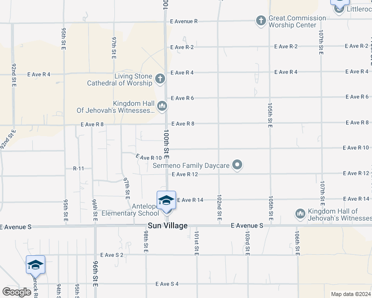 map of restaurants, bars, coffee shops, grocery stores, and more near East Avenue R 10 in Los Angeles County