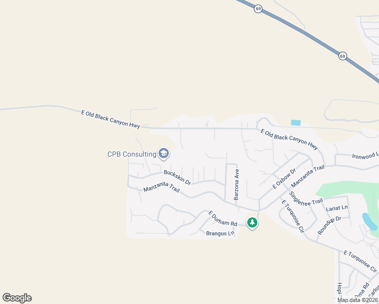 map of restaurants, bars, coffee shops, grocery stores, and more near 1400 South Fiesta Lane in Prescott Valley