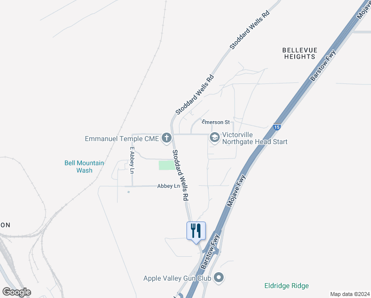 map of restaurants, bars, coffee shops, grocery stores, and more near Dante Street in Victorville