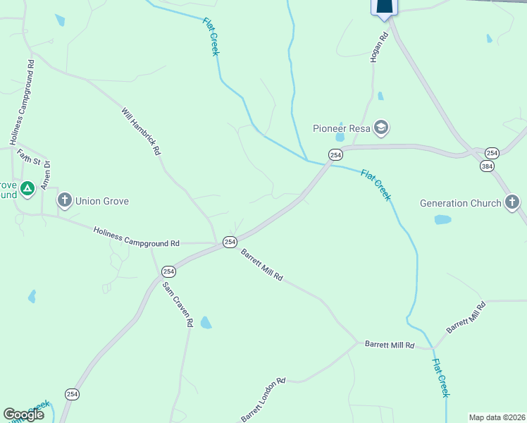 map of restaurants, bars, coffee shops, grocery stores, and more near 1782 Georgia 254 in Cleveland