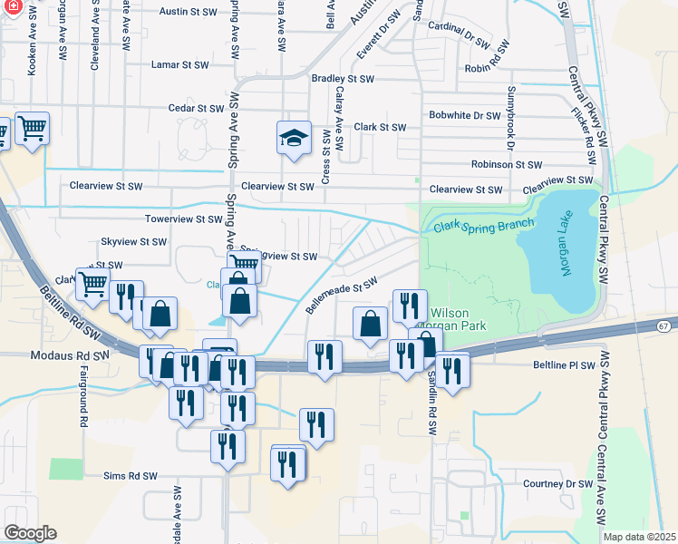 map of restaurants, bars, coffee shops, grocery stores, and more near 516 Bellemeade Street Southwest in Decatur