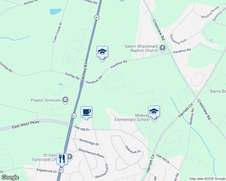 map of restaurants, bars, coffee shops, grocery stores, and more near 238 Bronson Ridge in Anderson