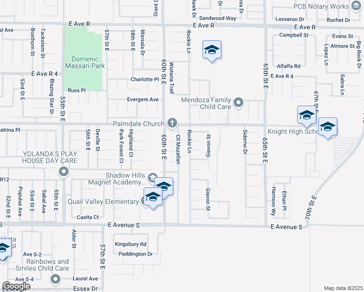 map of restaurants, bars, coffee shops, grocery stores, and more near 37520 Calle Mazatlan in Palmdale