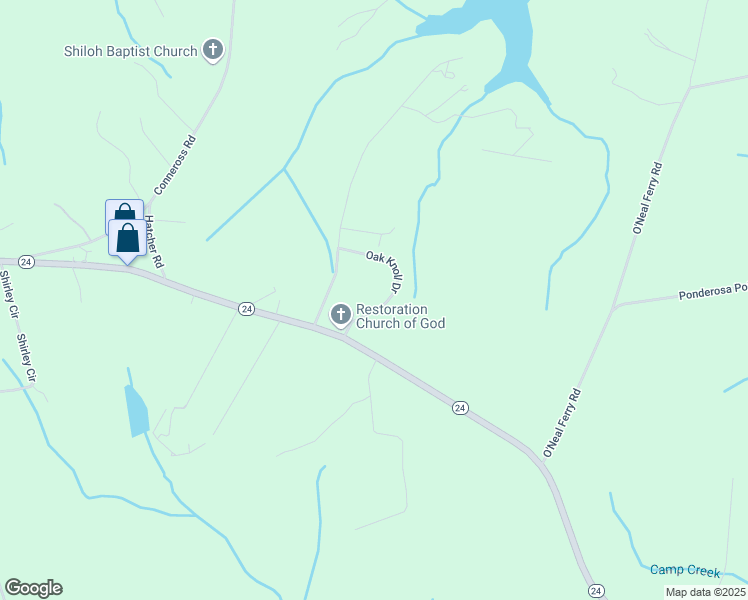 map of restaurants, bars, coffee shops, grocery stores, and more near 109 Oak Knoll Drive in Townville