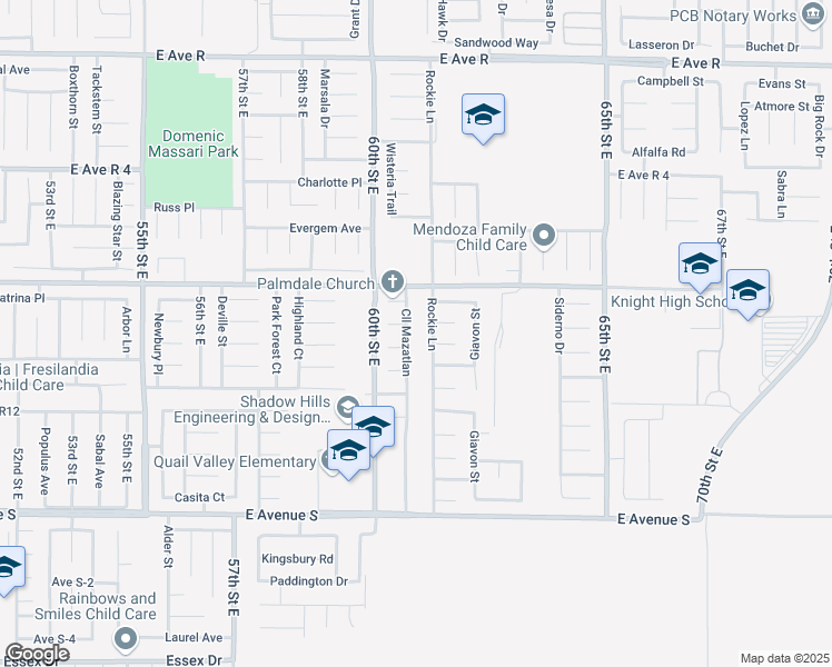 map of restaurants, bars, coffee shops, grocery stores, and more near 37520 Calle Mazatlan in Palmdale