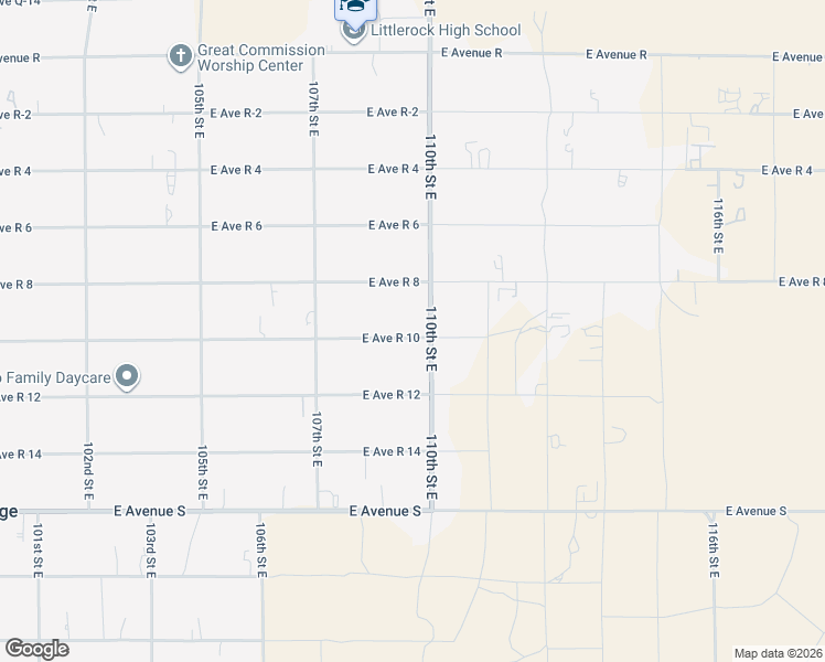map of restaurants, bars, coffee shops, grocery stores, and more near 10837 East Avenue R 10 in Littlerock