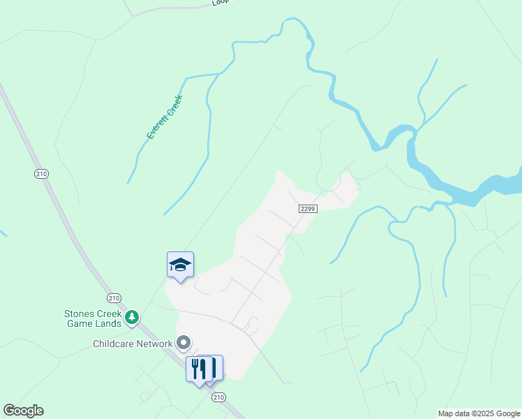 map of restaurants, bars, coffee shops, grocery stores, and more near 107 Costa Court in Sneads Ferry