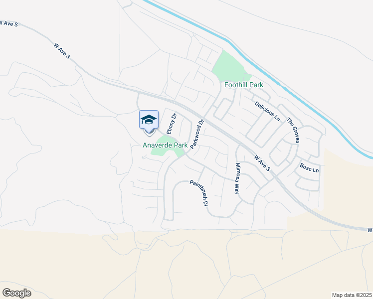 map of restaurants, bars, coffee shops, grocery stores, and more near 37452 Henna Lane in Palmdale