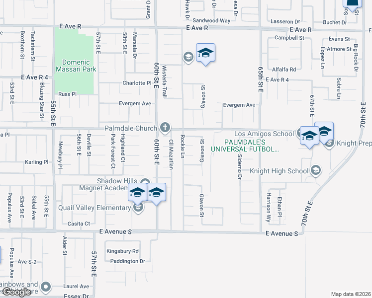 map of restaurants, bars, coffee shops, grocery stores, and more near 6106 Diamond Street in Palmdale