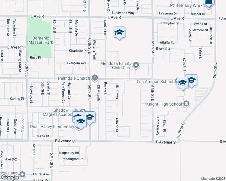 map of restaurants, bars, coffee shops, grocery stores, and more near 6130 Diamond Street in Palmdale