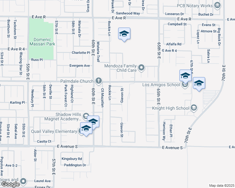 map of restaurants, bars, coffee shops, grocery stores, and more near 6130 Diamond Street in Palmdale