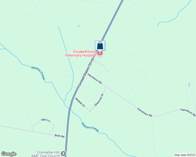 map of restaurants, bars, coffee shops, grocery stores, and more near 125 Harrelson Road in Clarkton