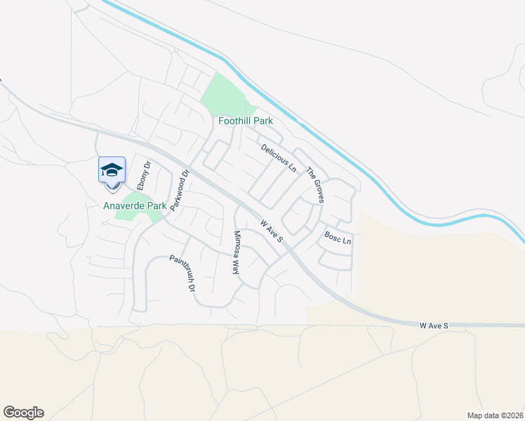 map of restaurants, bars, coffee shops, grocery stores, and more near 2418 Spicepecan Way in Palmdale