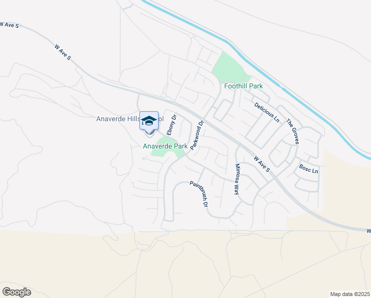 map of restaurants, bars, coffee shops, grocery stores, and more near 37452 Henna Lane in Palmdale