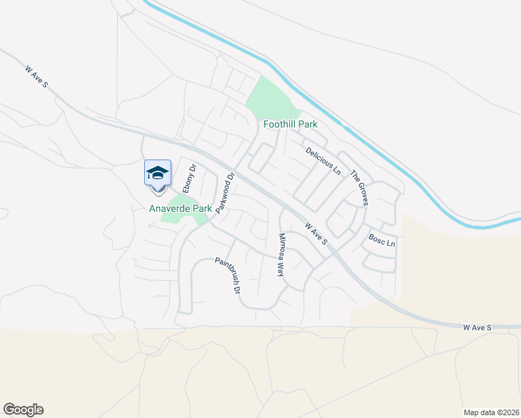 map of restaurants, bars, coffee shops, grocery stores, and more near 2503 Mulberry Lane in Palmdale