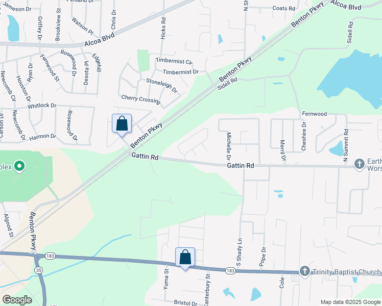 map of restaurants, bars, coffee shops, grocery stores, and more near 2989 Wildwood Drive in Benton