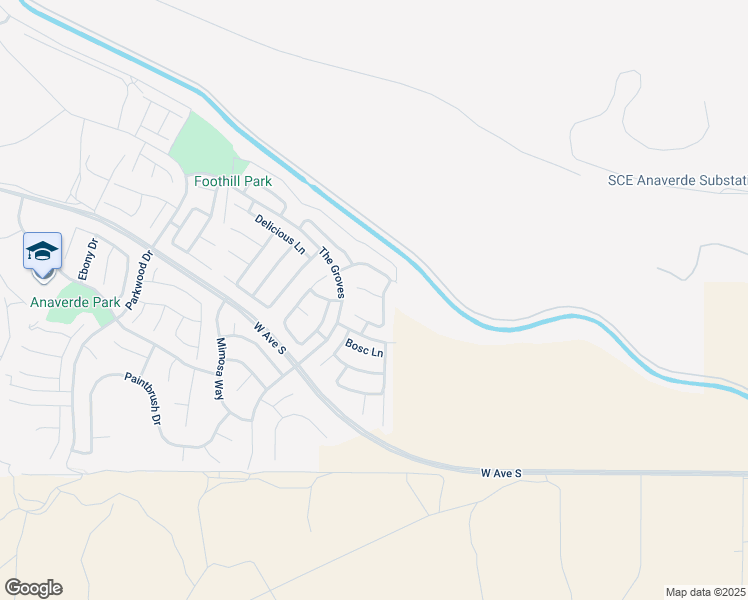 map of restaurants, bars, coffee shops, grocery stores, and more near 2106 Shellbark Court in Palmdale