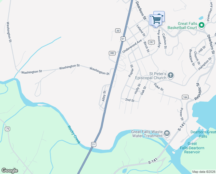 map of restaurants, bars, coffee shops, grocery stores, and more near 12 Columbia Road in Great Falls
