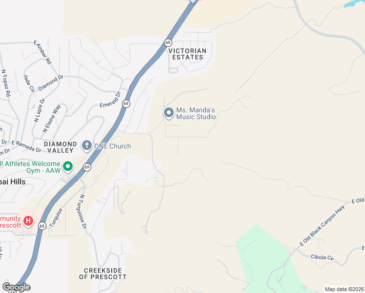 map of restaurants, bars, coffee shops, grocery stores, and more near 1495 North Slingshot Circle in Prescott