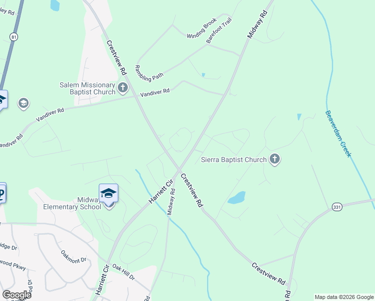 map of restaurants, bars, coffee shops, grocery stores, and more near 3301-3341 Midway Road in Anderson