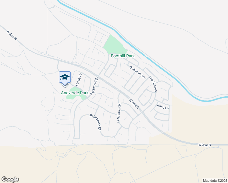 map of restaurants, bars, coffee shops, grocery stores, and more near 2503 Mulberry Lane in Palmdale