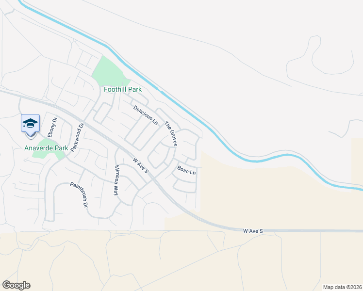 map of restaurants, bars, coffee shops, grocery stores, and more near 2142 Shellbark Court in Palmdale