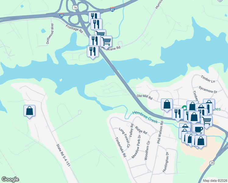 map of restaurants, bars, coffee shops, grocery stores, and more near 1609 Northlake Drive in Anderson