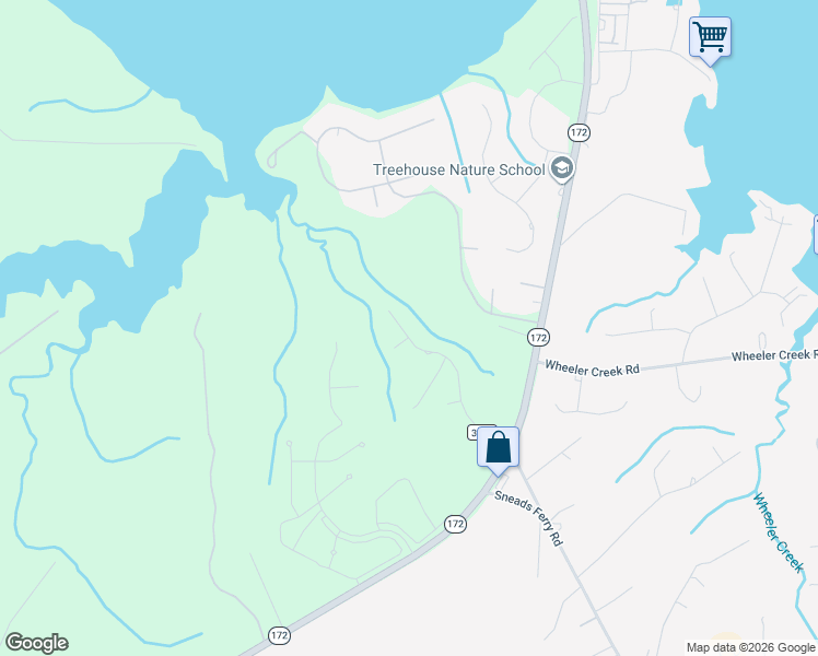 map of restaurants, bars, coffee shops, grocery stores, and more near 222 Peggy's Trace in Sneads Ferry