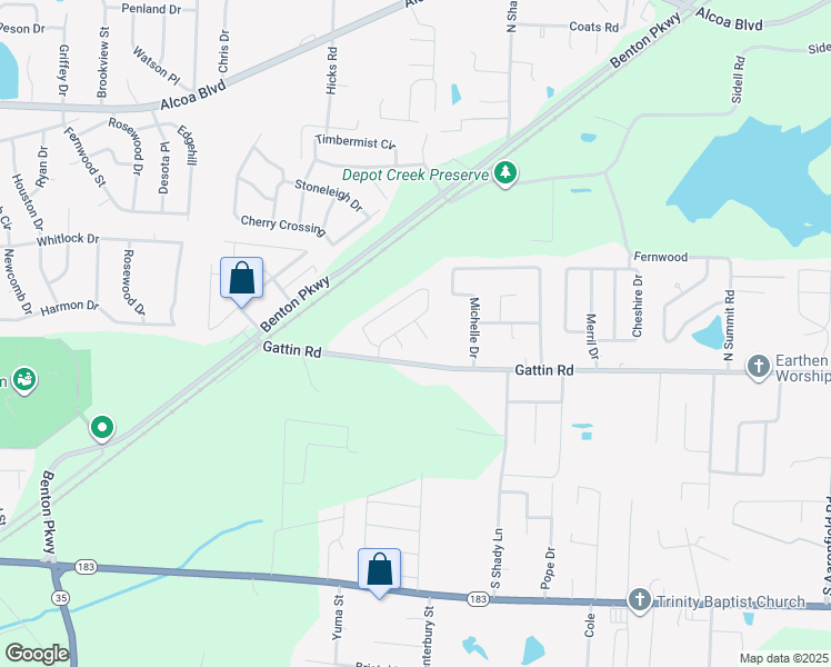 map of restaurants, bars, coffee shops, grocery stores, and more near 207 Wild Mango Cove in Benton
