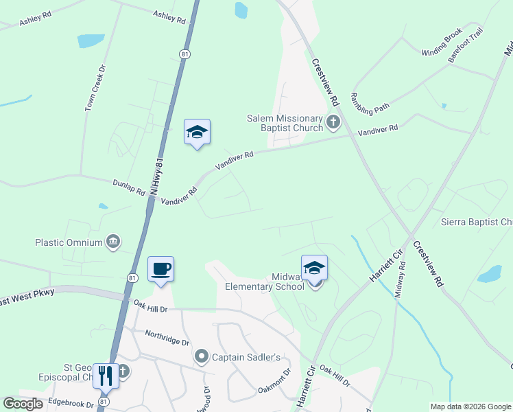 map of restaurants, bars, coffee shops, grocery stores, and more near 238 Bronson Ridge in Anderson