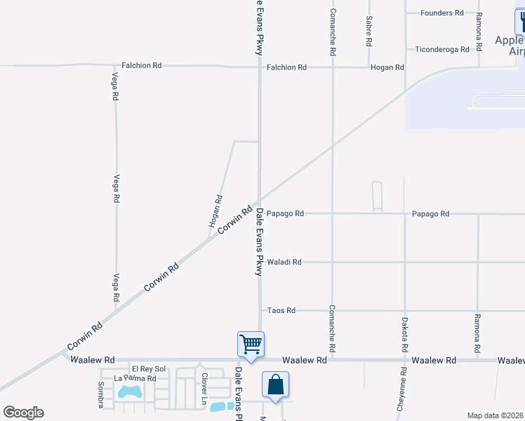 map of restaurants, bars, coffee shops, grocery stores, and more near 17309 Dale Evans Parkway in Apple Valley