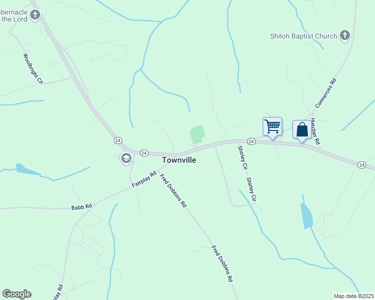 map of restaurants, bars, coffee shops, grocery stores, and more near 8822 South Carolina 24 in Townville
