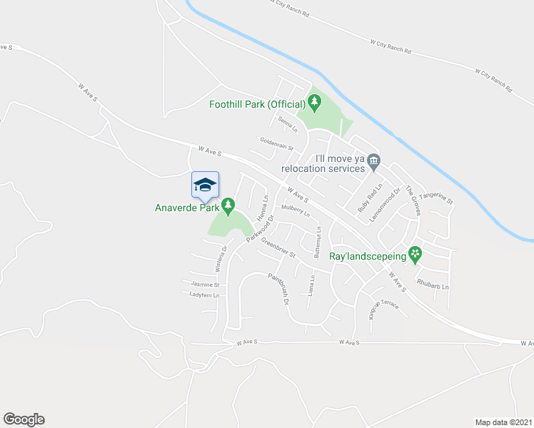 map of restaurants, bars, coffee shops, grocery stores, and more near 37518 Henna Lane in Palmdale