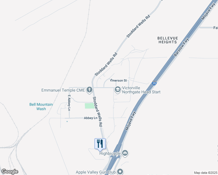 map of restaurants, bars, coffee shops, grocery stores, and more near Dante Street in Victorville