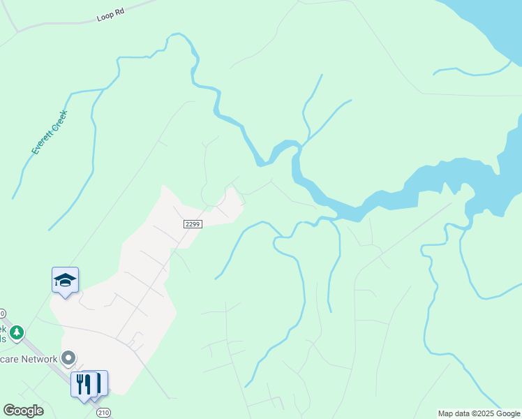 map of restaurants, bars, coffee shops, grocery stores, and more near 108 Velma Lane in Sneads Ferry