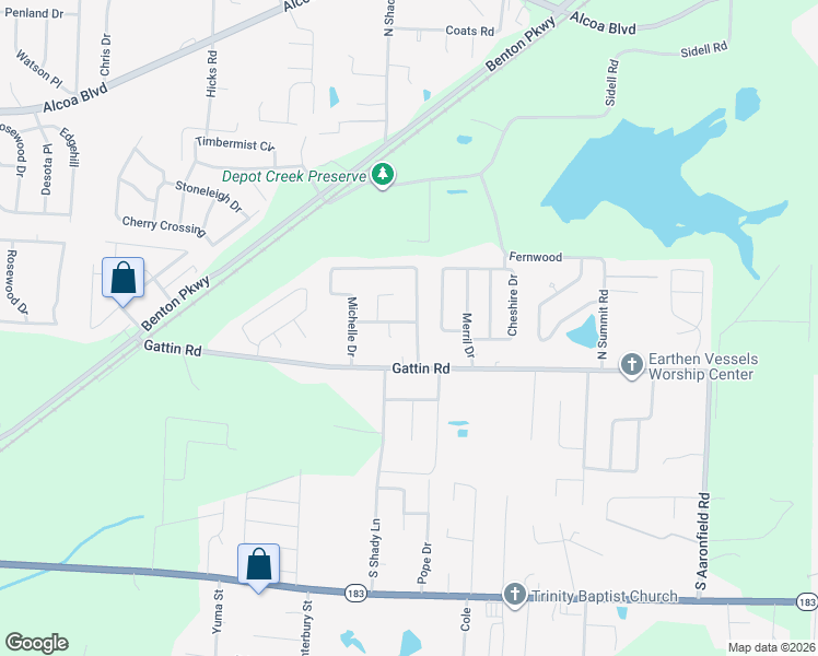 map of restaurants, bars, coffee shops, grocery stores, and more near 211 Hidden Meadows Drive in Benton