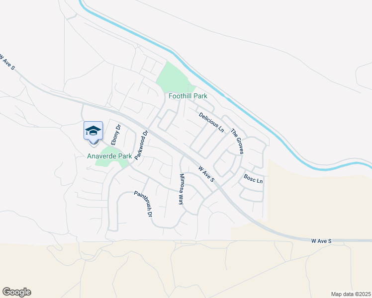 map of restaurants, bars, coffee shops, grocery stores, and more near 2436 Spice Pecan Way in Palmdale