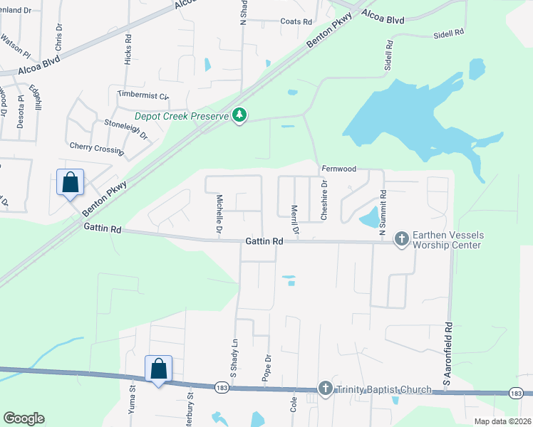 map of restaurants, bars, coffee shops, grocery stores, and more near 211 Hidden Meadows Drive in Benton