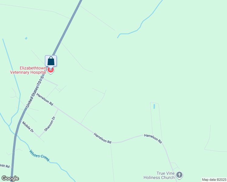 map of restaurants, bars, coffee shops, grocery stores, and more near 340 Lucys Drive in Clarkton