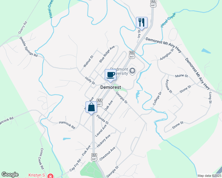 map of restaurants, bars, coffee shops, grocery stores, and more near in Demorest