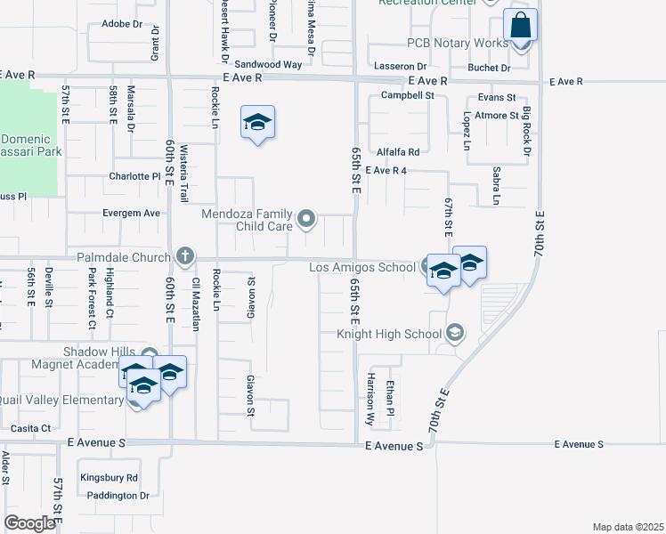 map of restaurants, bars, coffee shops, grocery stores, and more near 6324 Katrina Place in Palmdale