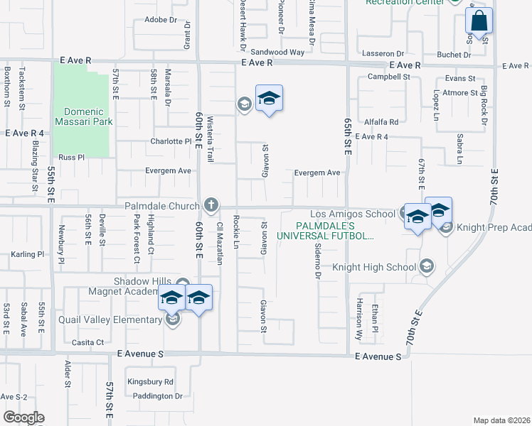 map of restaurants, bars, coffee shops, grocery stores, and more near 6147 Katrina Place in Palmdale