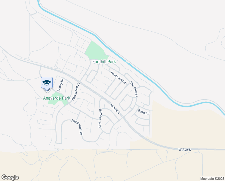 map of restaurants, bars, coffee shops, grocery stores, and more near 37501 Ruby Red Lane in Palmdale