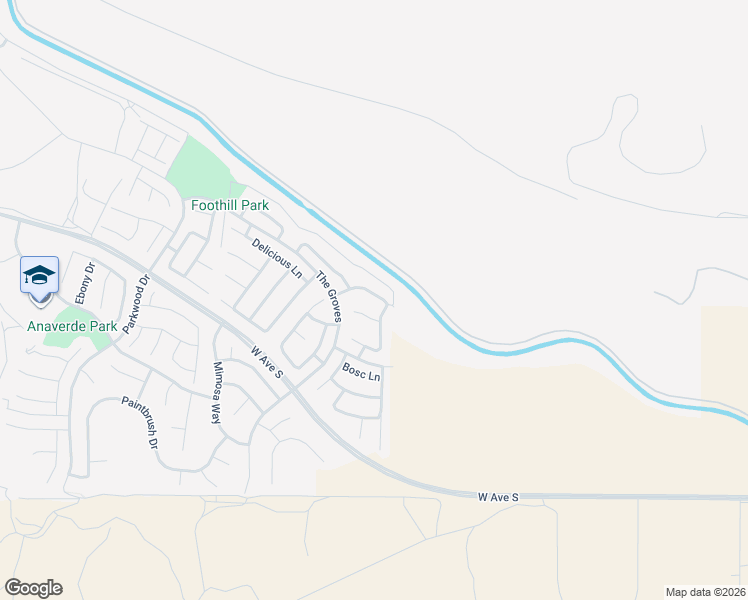 map of restaurants, bars, coffee shops, grocery stores, and more near 2100 Tangerine Street in Palmdale