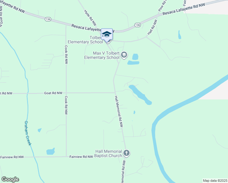 map of restaurants, bars, coffee shops, grocery stores, and more near 1260 Hall Memorial Road Northwest in Resaca