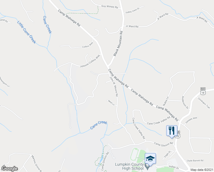 map of restaurants, bars, coffee shops, grocery stores, and more near 99 Colony Drive in Dahlonega