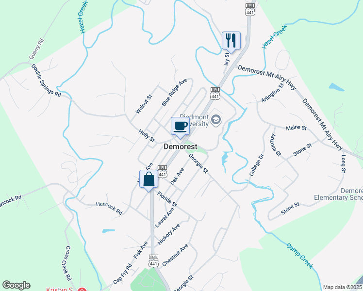map of restaurants, bars, coffee shops, grocery stores, and more near in Demorest