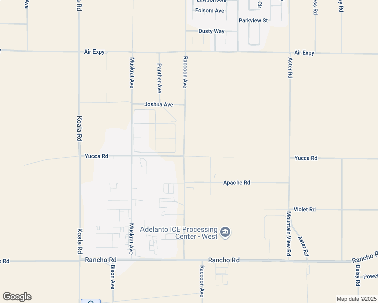 map of restaurants, bars, coffee shops, grocery stores, and more near Raccoon Avenue in Adelanto