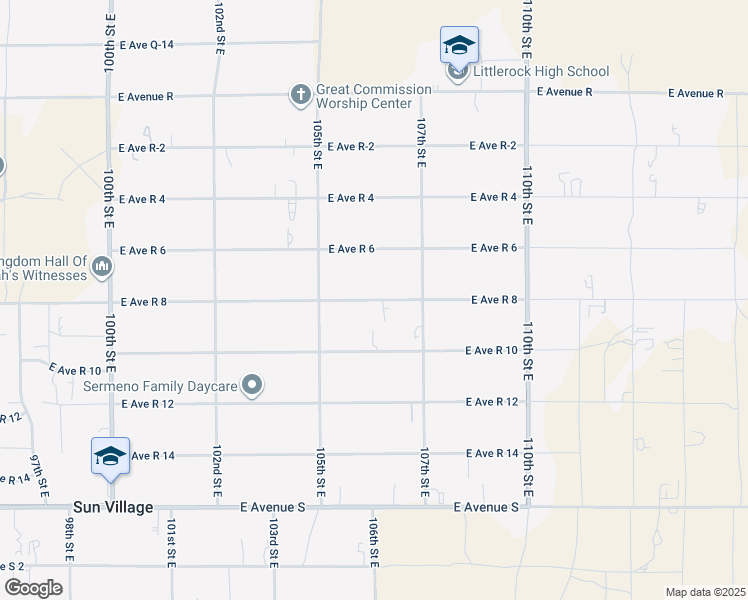 map of restaurants, bars, coffee shops, grocery stores, and more near East Avenue R 8 in Los Angeles County